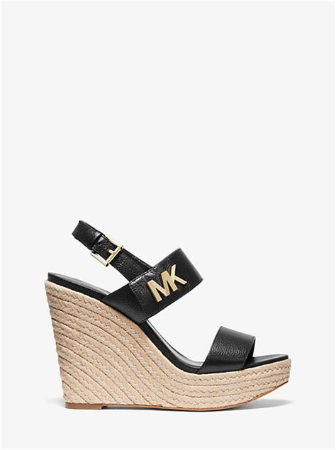 michael kors deanna leather and jute wedge